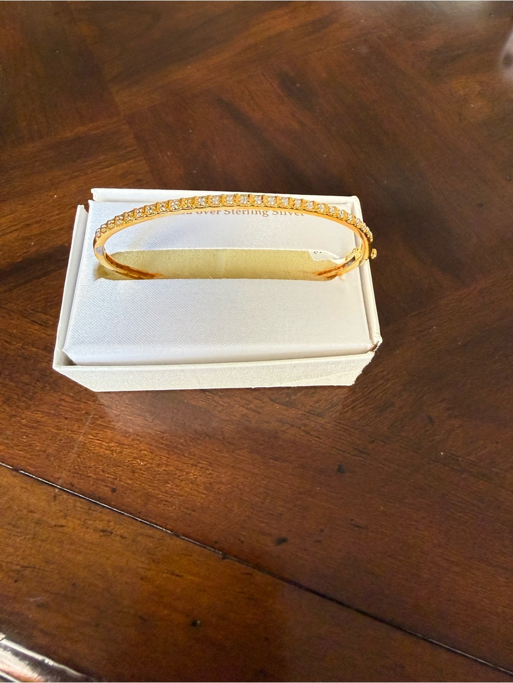 18k Gold over Sterling Silver Crystal Pavé Bangle Bracelet - Women Jewelry